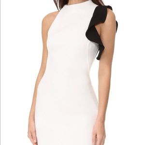 Black Halo Pabla Dress White/Black Ruffle Size 0